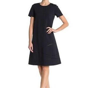 Lafayette 148 New York Black Short-Sleeve Midi Dress